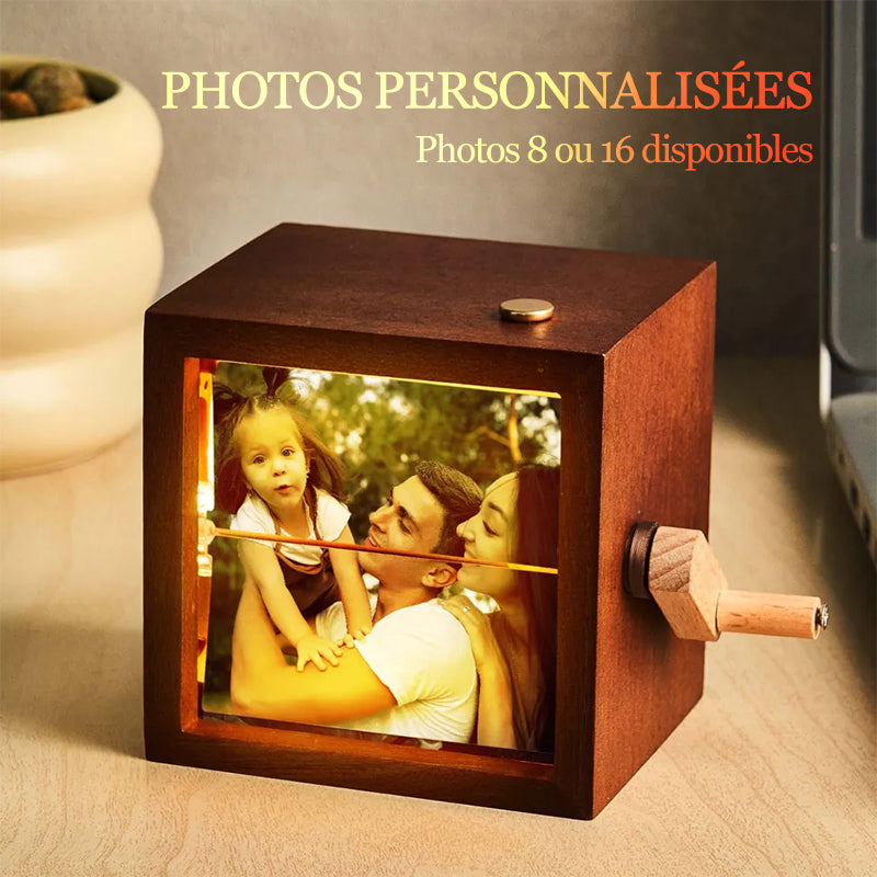 Boîte À Flipbook Personnalisée À Manivelle, Album Photo Mécanique À Manivelle Avec Cadre Cube Photo Bébé En Noyer Clair, Cadeaux Créatifs Boîte À Flipbook Personnalisée À Manivelle, Album Photo Mécanique À Manivelle Avec Cadre Cube Photo Bébé En Noyer Clair, Cadeaux Créatifs