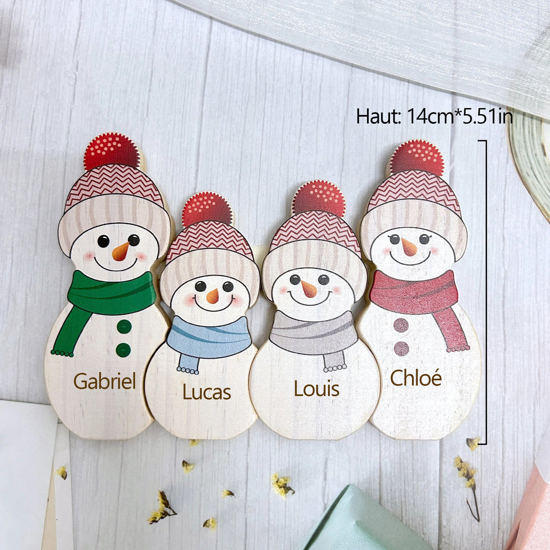 Puzzle de Noël personnalisé en bois, bonhomme de neige, cadeaux pour la famille