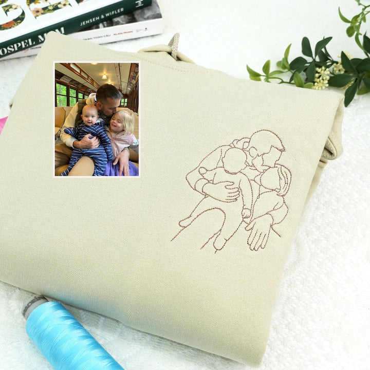 T-shirt/Sweatshirt/Hoodie brodé personnalisé avec portrait de PAPA
