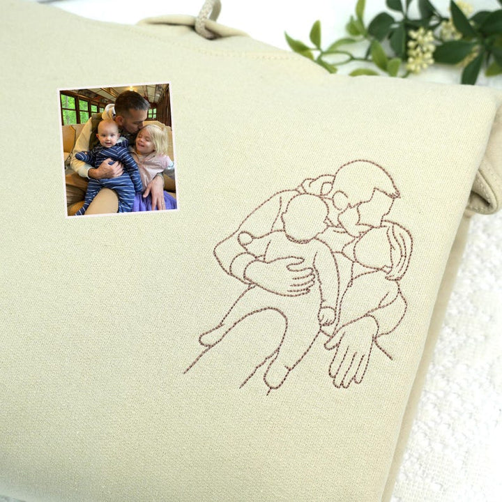 T-shirt/Sweatshirt/Hoodie brodé personnalisé avec portrait de PAPA