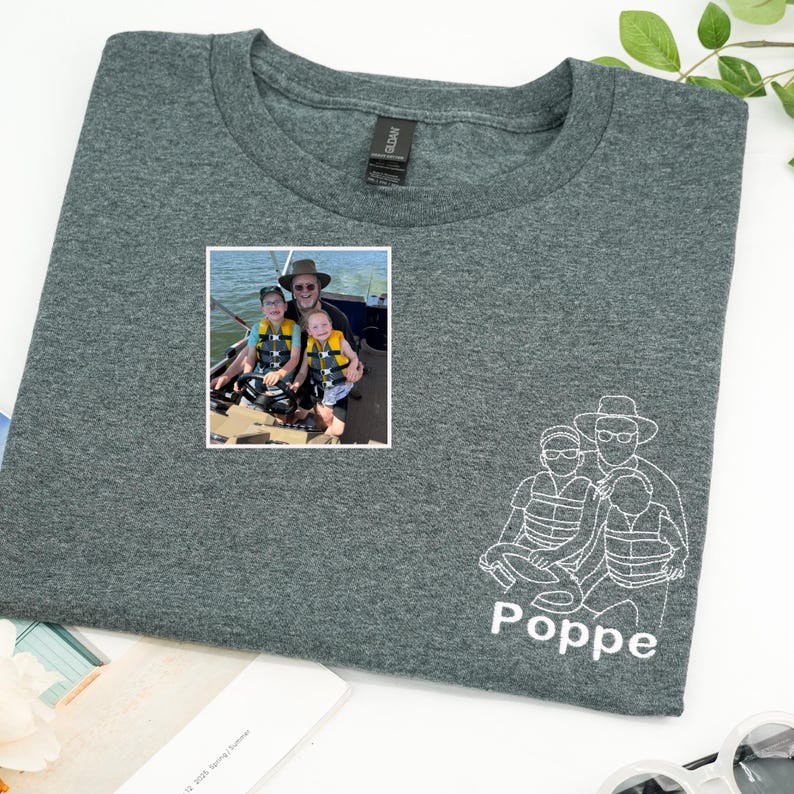 T-shirt/Sweatshirt/Hoodie brodé personnalisé avec portrait de PAPA