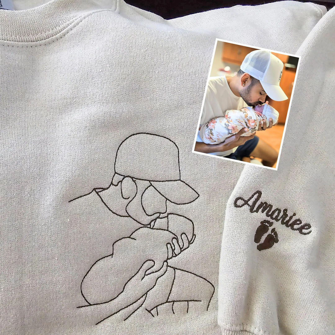 T-shirt/Sweatshirt/Hoodie brodé personnalisé avec portrait de PAPA
