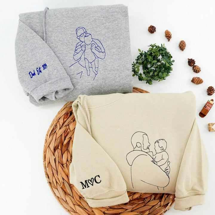 T-shirt/Sweatshirt/Hoodie brodé personnalisé avec portrait de PAPA