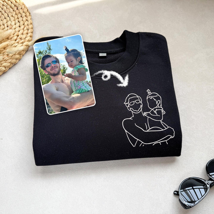 T-shirt/Sweatshirt/Hoodie brodé personnalisé avec portrait de PAPA/PAPY