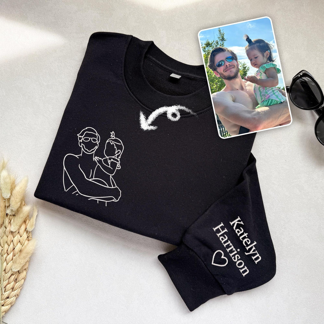 T-shirt/Sweatshirt/Hoodie brodé personnalisé avec portrait de PAPA/PAPY