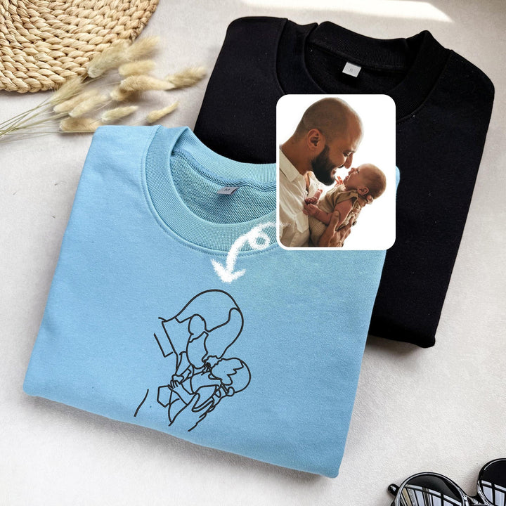 T-shirt/Sweatshirt/Hoodie brodé personnalisé avec portrait de PAPA/PAPY