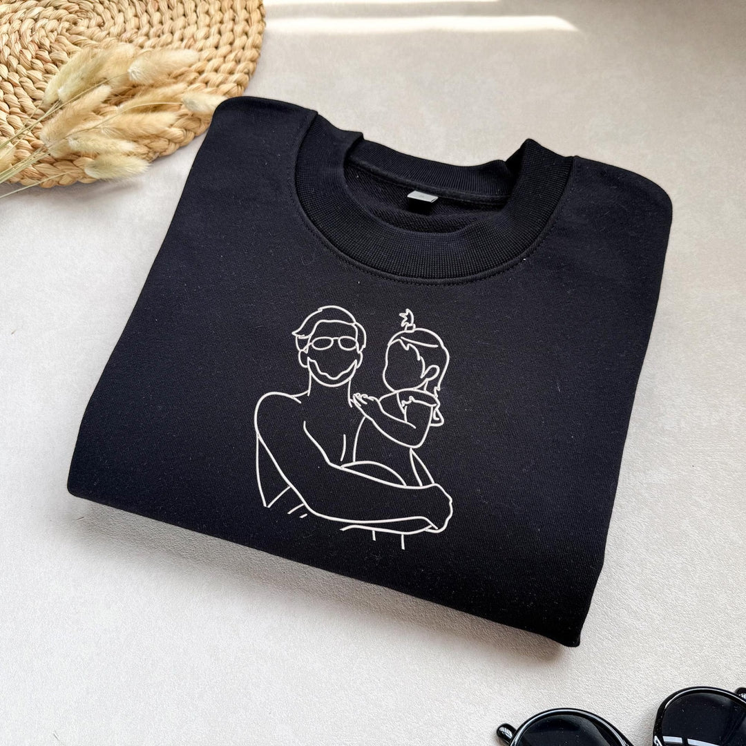 T-shirt/Sweatshirt/Hoodie brodé personnalisé avec portrait de PAPA/PAPY