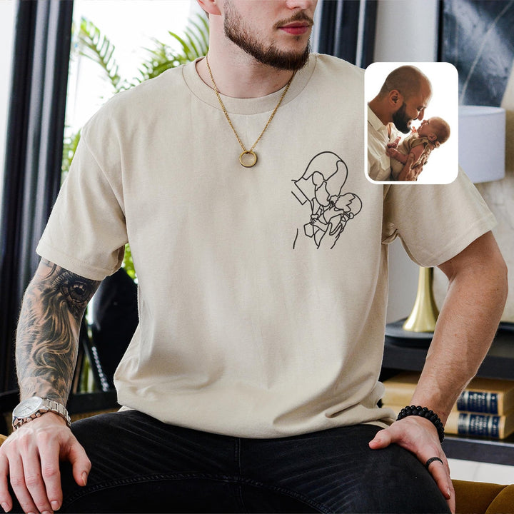 T-shirt/Sweatshirt/Hoodie brodé personnalisé avec portrait de PAPA/PAPY