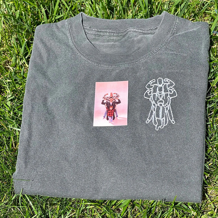 2025 T-shirt/Sweatshirt/Hoodie brodé personnalisé avec portrait de PAPA/MAMAN