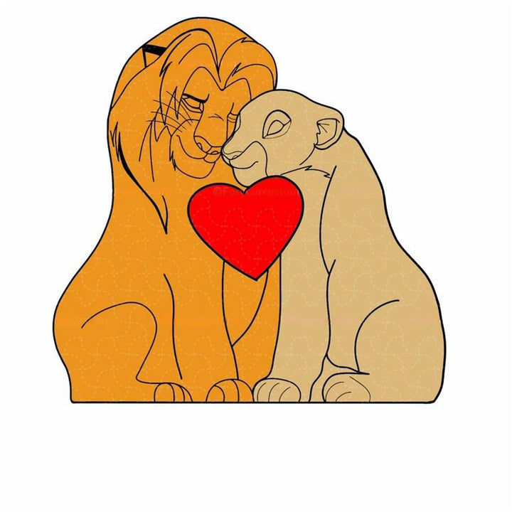 Puzzle personnalisé en bois Famille de lions – Décoration et cadeau personnalisés