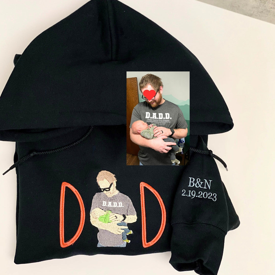PAPA et DAD Sweat-shirt brodé coloré personnalisé avec portrait de père