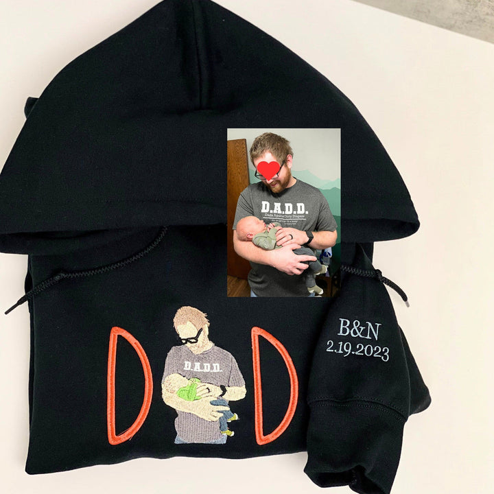PAPA et DAD Sweat-shirt brodé coloré personnalisé avec portrait de père