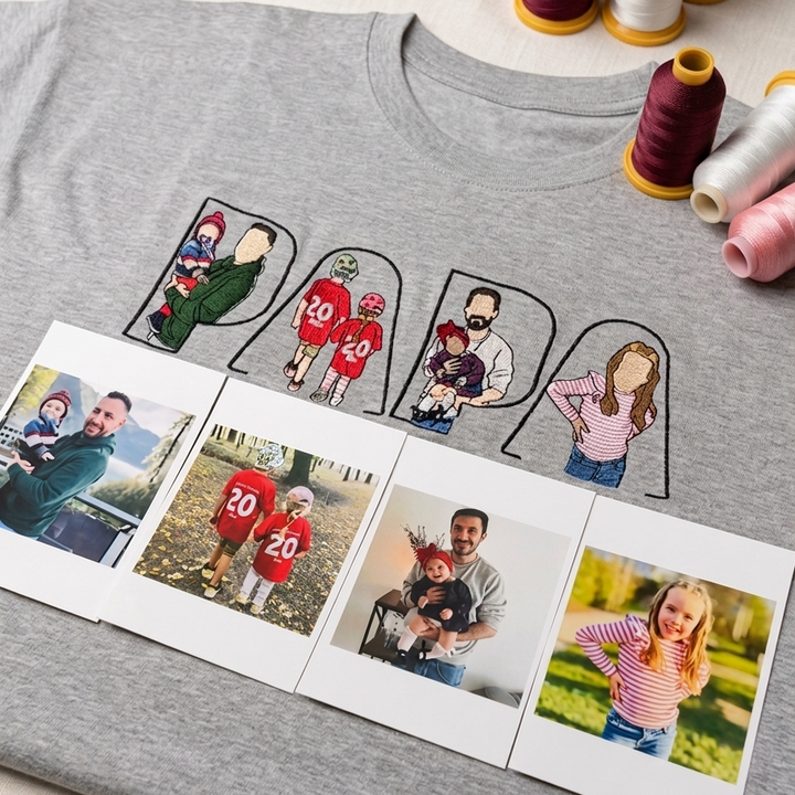 T-shirt, sweat-shirt ou hoodie personnalisé avec photo brodée — Cadeau pour la fête des pères