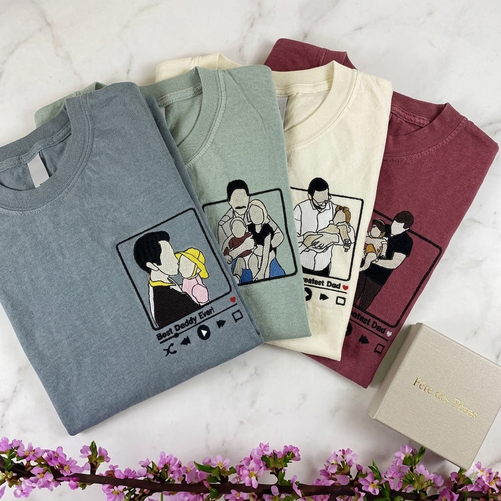 Sweat-shirt personnalisé avec portrait photo brodé pour papa