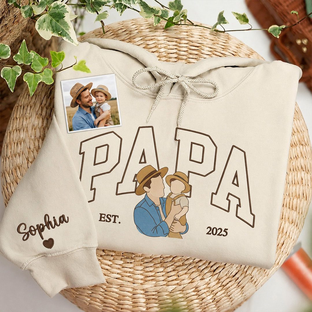 Sweat-shirt personnalisé avec surnom et photo brodée, cadeaux pour les papas