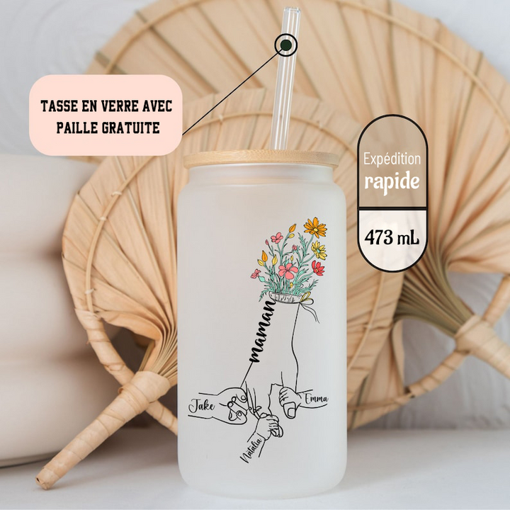 Tasse à café Maman se tenant la main, cadeau de fête des mères personnalisé
