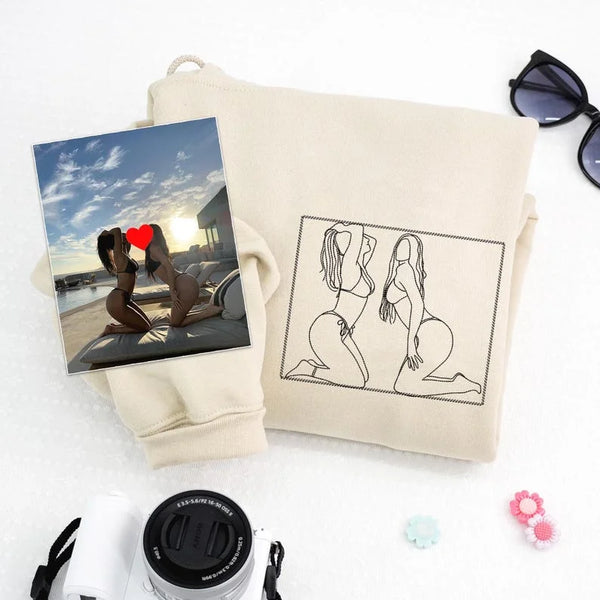 Sweat-shirt brodé personnalisé – Cadeau portrait sexy personnalisé pour lui 💕🔥