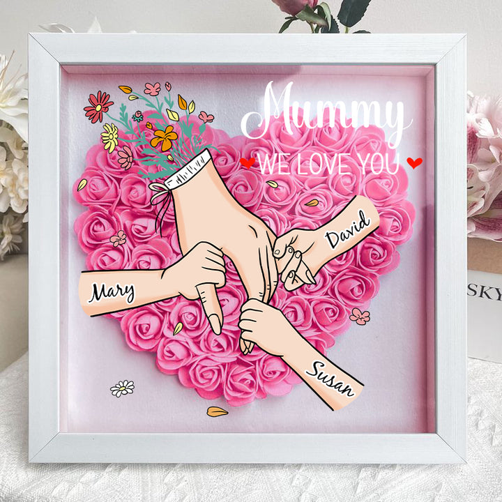 L'amour familial fleurit pour toujours – Boîte à fleurs personnalisée pour maman et grand-mère avec nom