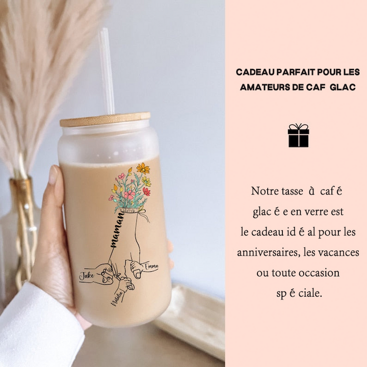 Tasse à café Maman se tenant la main, cadeau de fête des mères personnalisé