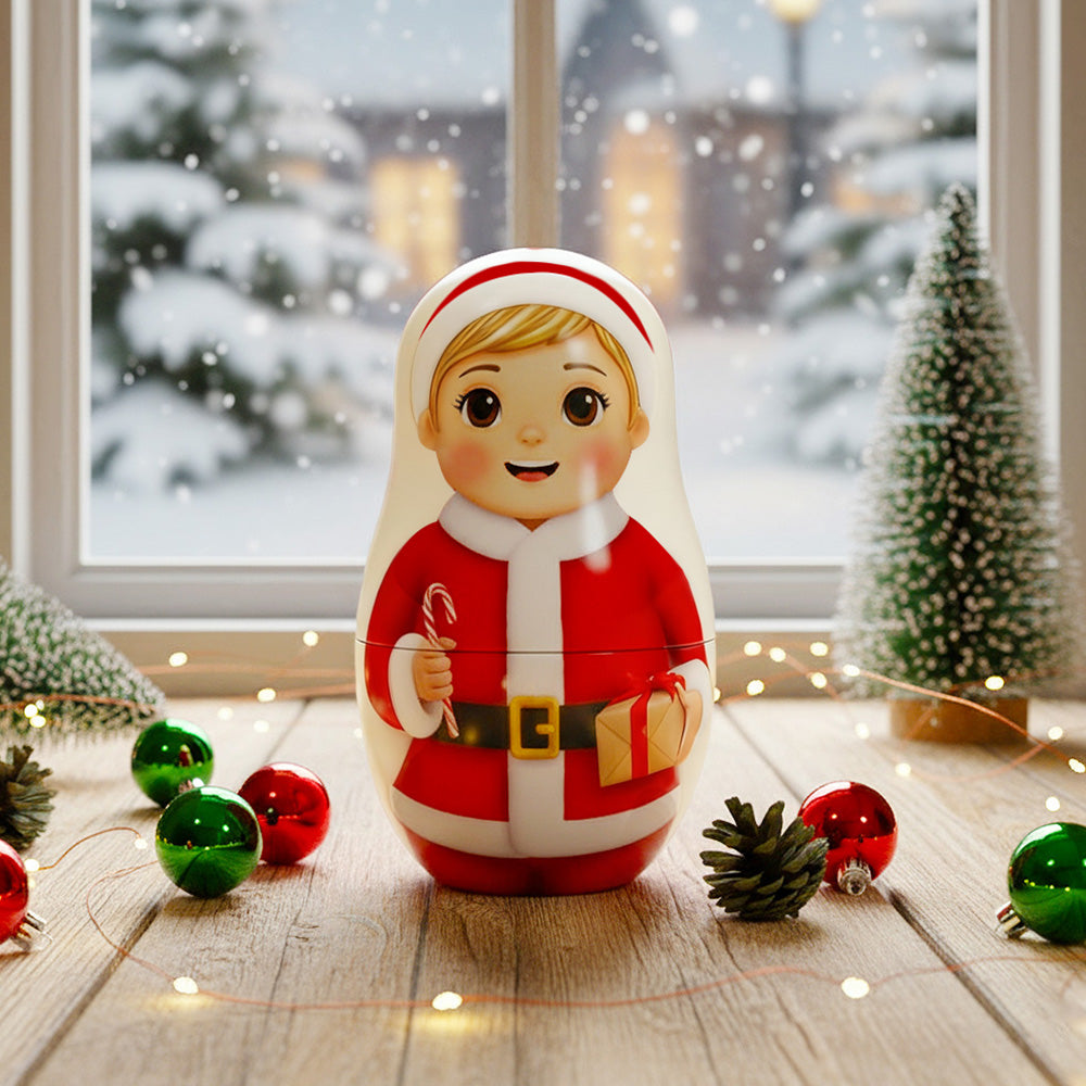 Poupée Russe Personnalisée Avec Portrait De Famille Style Dessin Animé - Cadeau De Noël Pour Couple