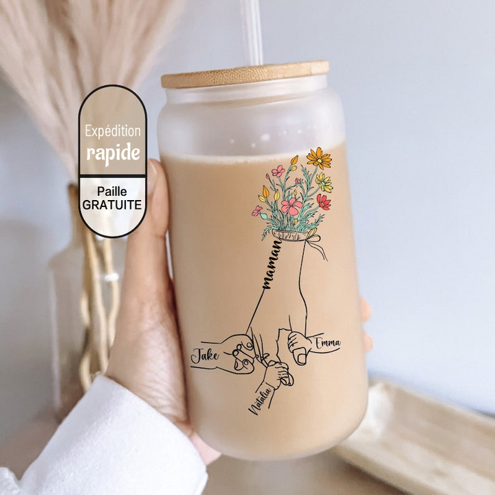 Tasse à café Maman se tenant la main, cadeau de fête des mères personnalisé