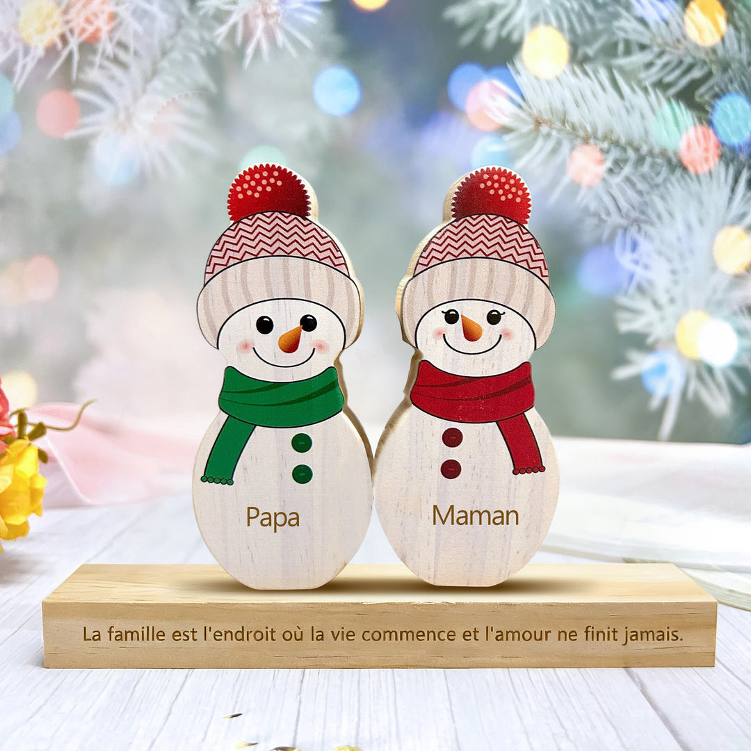 Puzzle de Noël personnalisé en bois, bonhomme de neige, cadeaux pour la famille
