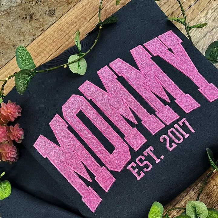 Sweat-shirt personnalisé à paillettes avec appliques pour maman