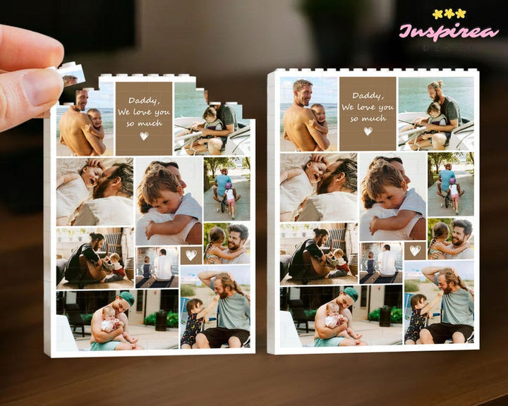 Des blocs de construction pour collage photo personnalisés — un cadeau pour papa