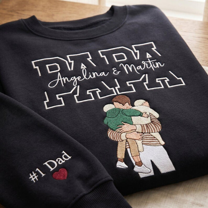 Sweat-shirt personnalisé Papa/Maman avec portrait et les noms des enfants