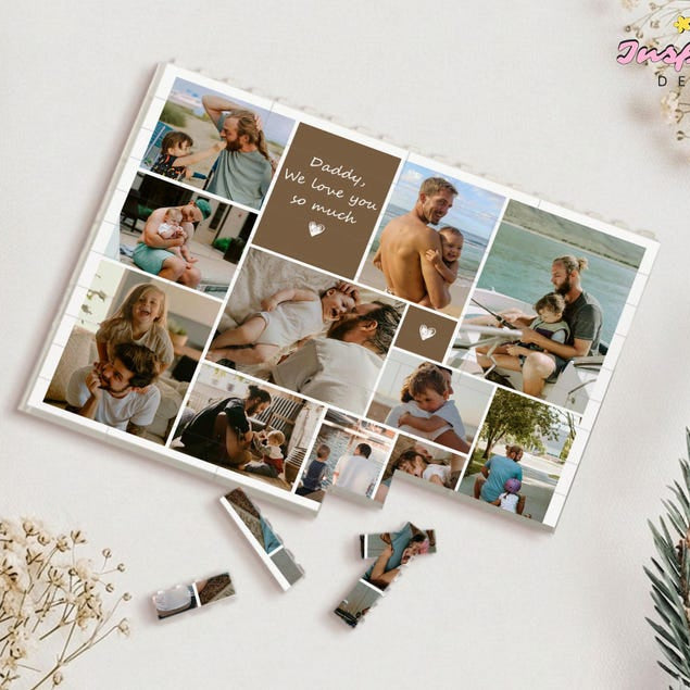 Des blocs de construction pour collage photo personnalisés — un cadeau pour papa