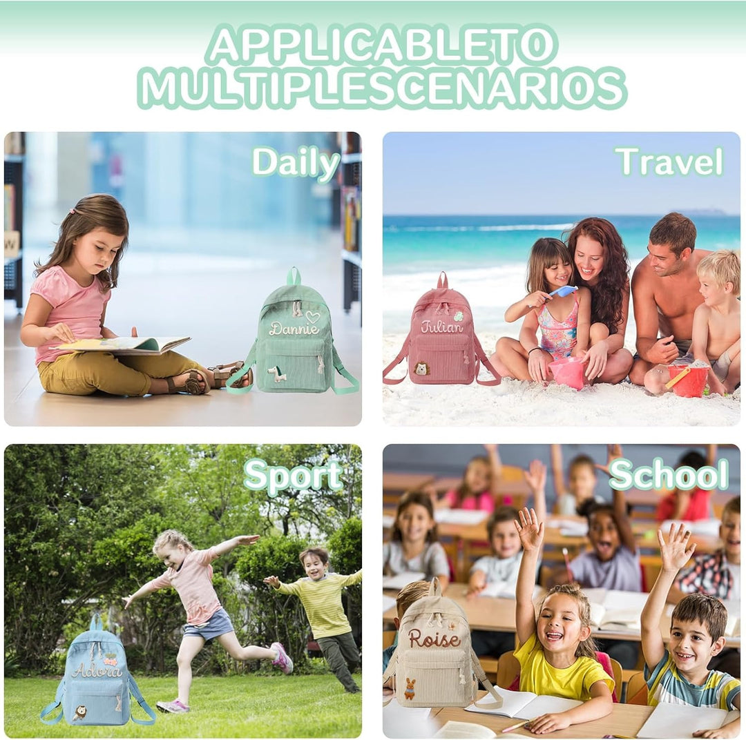Sac à dos personnalisé pour enfant – Sac à dos en velours côtelé avec nom personnalisé pour l'école, la danse et les cadeaux