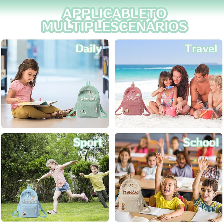 Sac à dos personnalisé pour enfant – Sac à dos en velours côtelé avec nom personnalisé pour l'école, la danse et les cadeaux