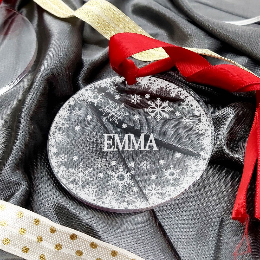 Flocons de neige décoration de noël en plexiglas avec votre Prénoms