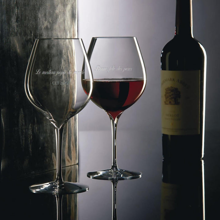 Coffret de verres à vin de Bourgogne avec gravure personnalisée - lot de 2