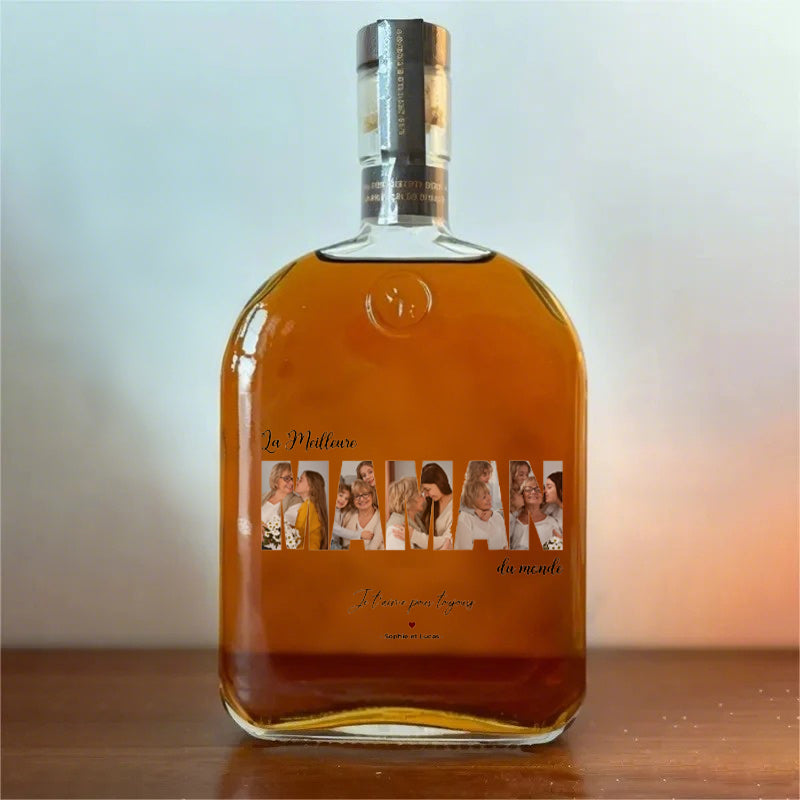 Bouteille de whisky avec lecteur de photo personnalisé, cadeau pour papa