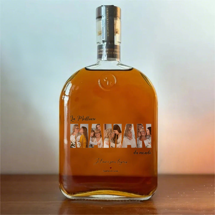Bouteille de whisky avec lecteur de photo personnalisé, cadeau pour papa