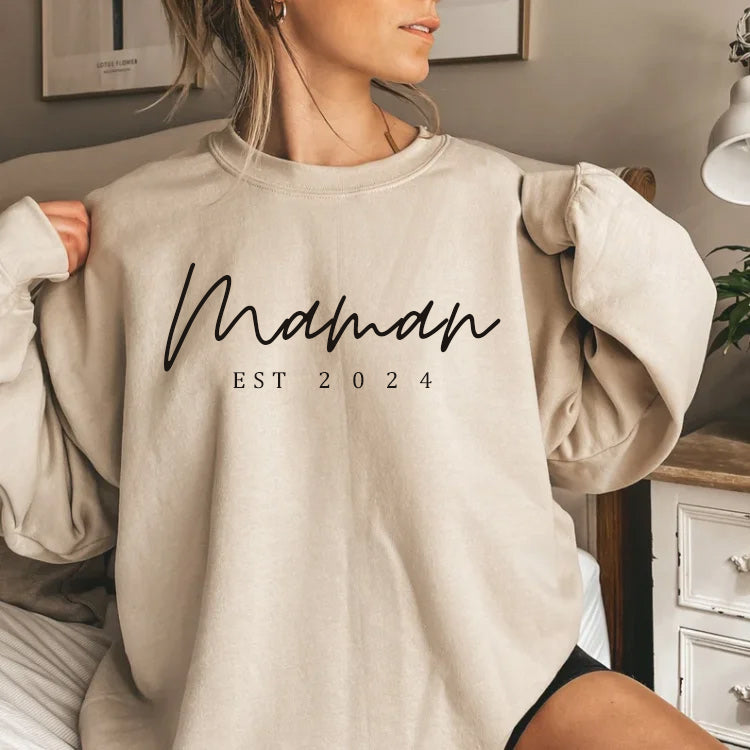 Sweat-shirt  avec date  personnalisés pour maman