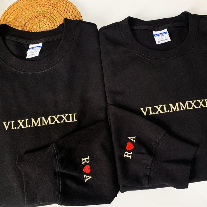 Sweat brodé personnalisé avec chiffres romains