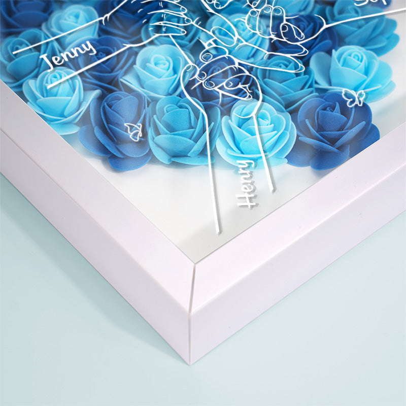 Toutes les familles heureuses se ressemblent - Boîte d'ombrage personnalisée avec fleurs