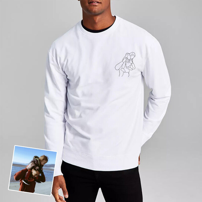Sweat à capuche personnalisé imprimé pour père avec portrait en contour