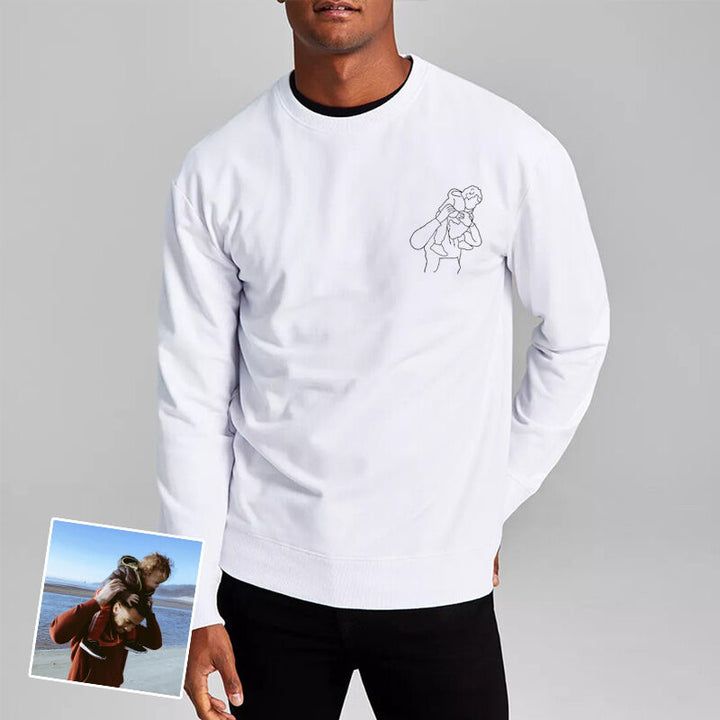 Sweat à capuche personnalisé imprimé pour père avec portrait en contour
