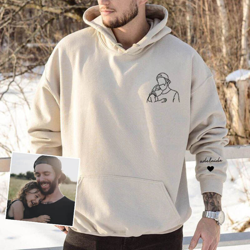 T-shirt imprimé personnalisé pour papa avec contour de portrait