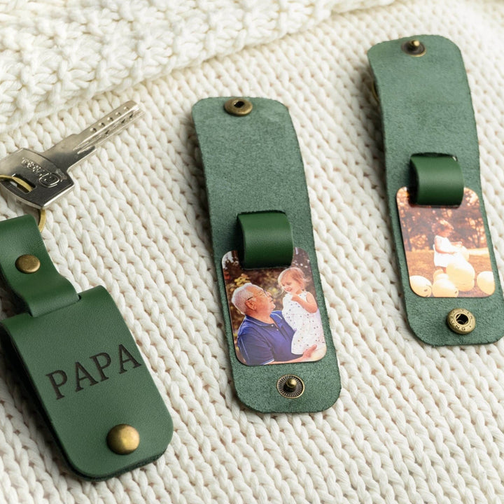Porte-clés Personnalisé avec Photos en Cuir Double Face