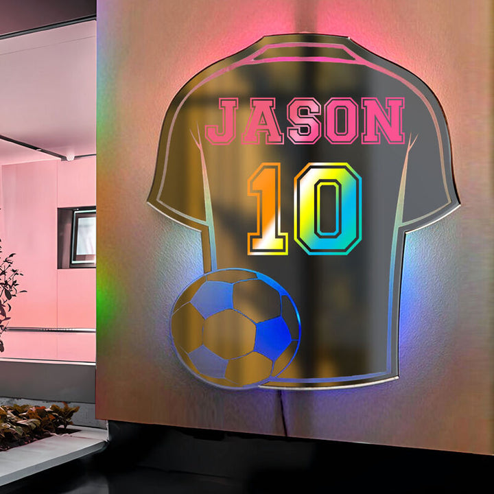 Veilleuse Miroir lumineux à led personnalisé en forme de maillot Cadeau cool pour les amateurs de sport 🌟