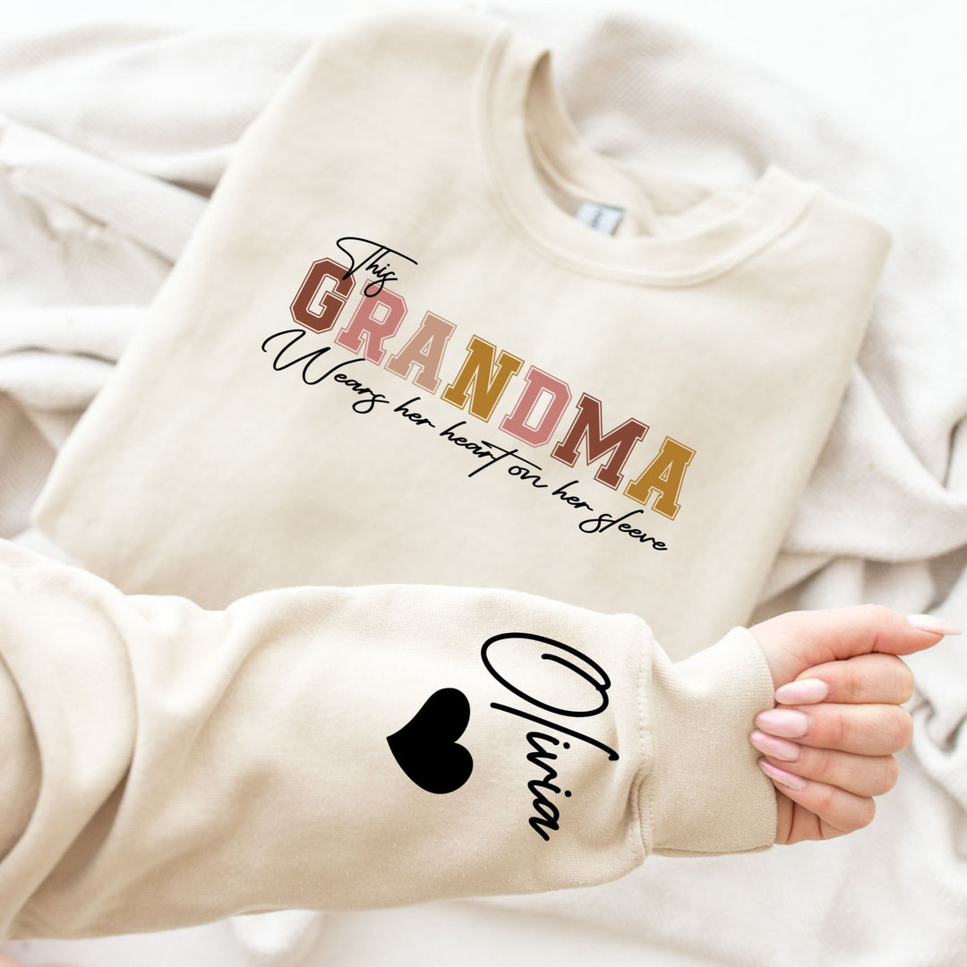Sweat-shirt brodé - Cette maman porte son cœur sur sa manche