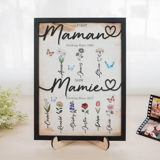 De Maman à Grand-maman - Plaque de Bois Personnalisée à 2 Niveaux