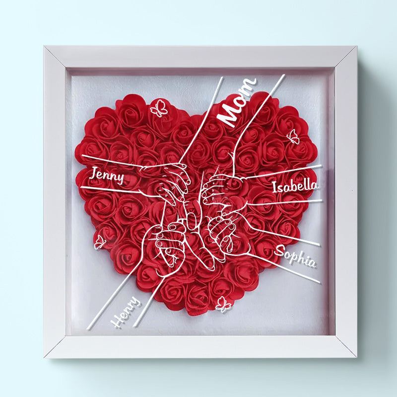 Toutes les familles heureuses se ressemblent - Boîte d'ombrage personnalisée avec fleurs