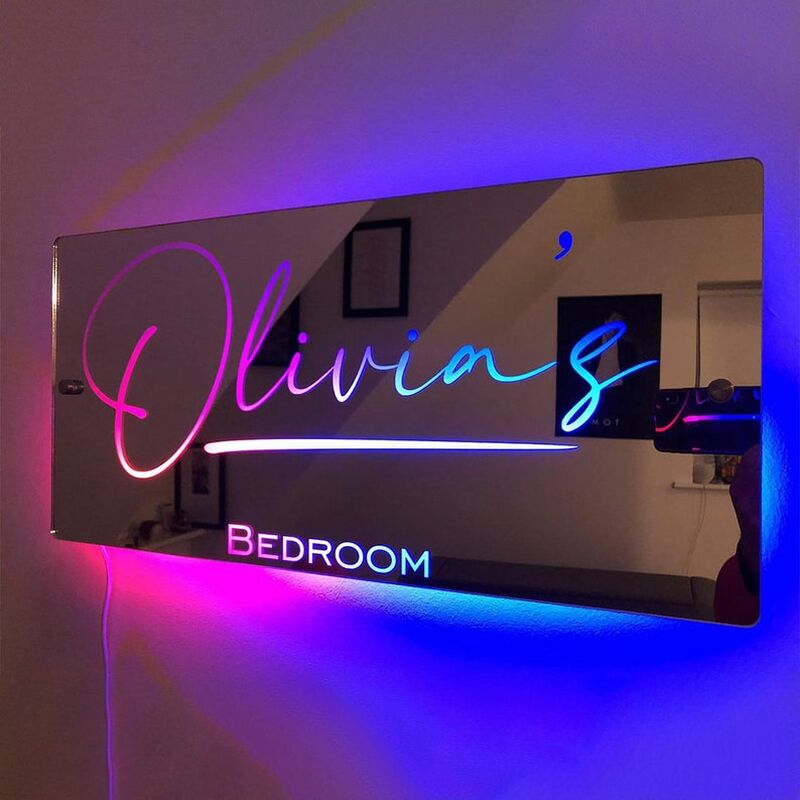 Veilleuse Miroir LED Personnalisée 12 Couleurs