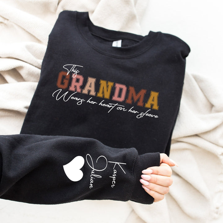 Sweat-shirt brodé - Cette maman porte son cœur sur sa manche