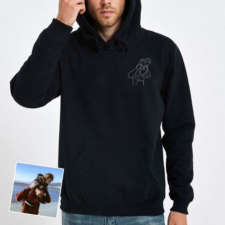 Sweat à capuche personnalisé imprimé pour père avec portrait en contour
